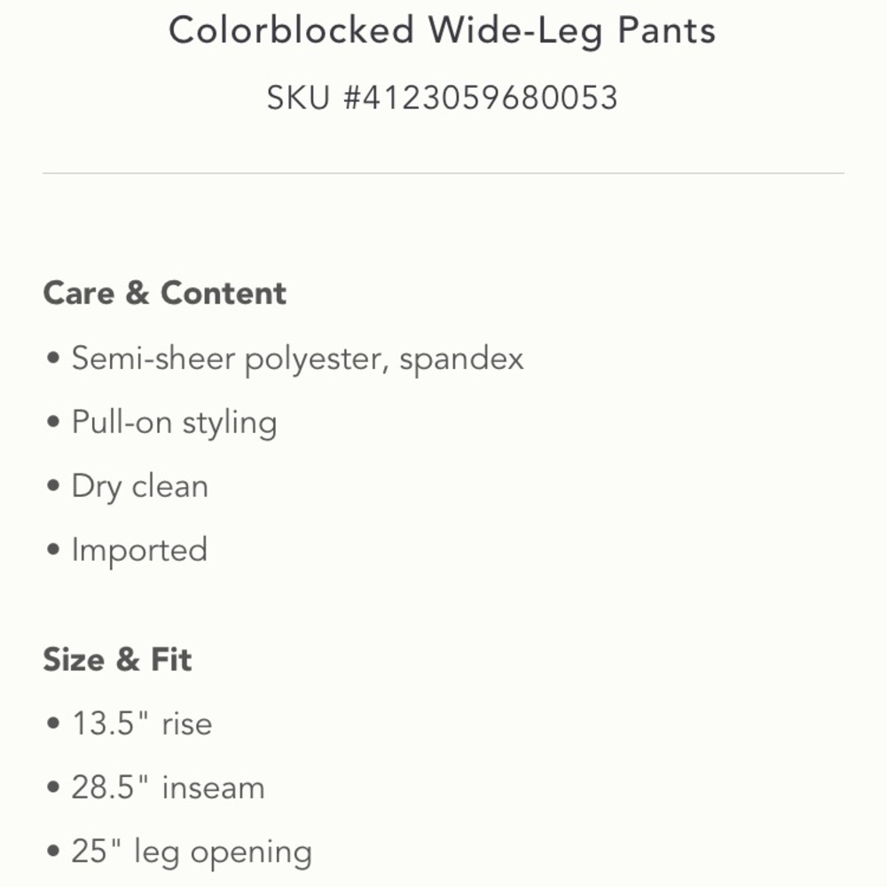 NWT Colorblocked Wide Leg Pants - Picture 5 of 11